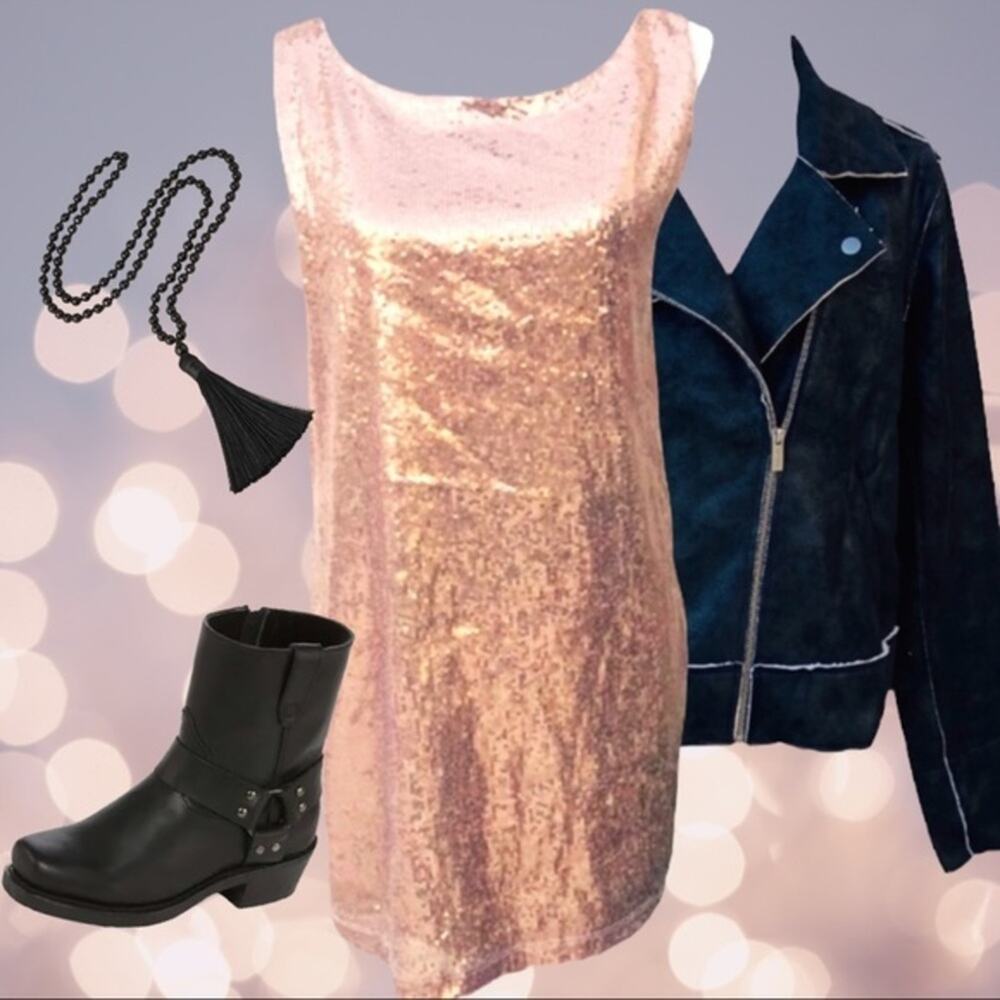 Michael Stars Rose Gold Sequin Party Mini Dress NWOT